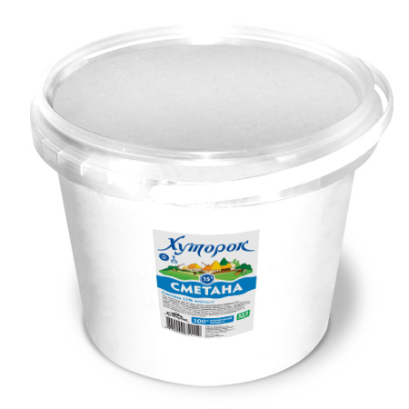 Сметана ХУТОРОК 15%, 5000г, відро пластикове